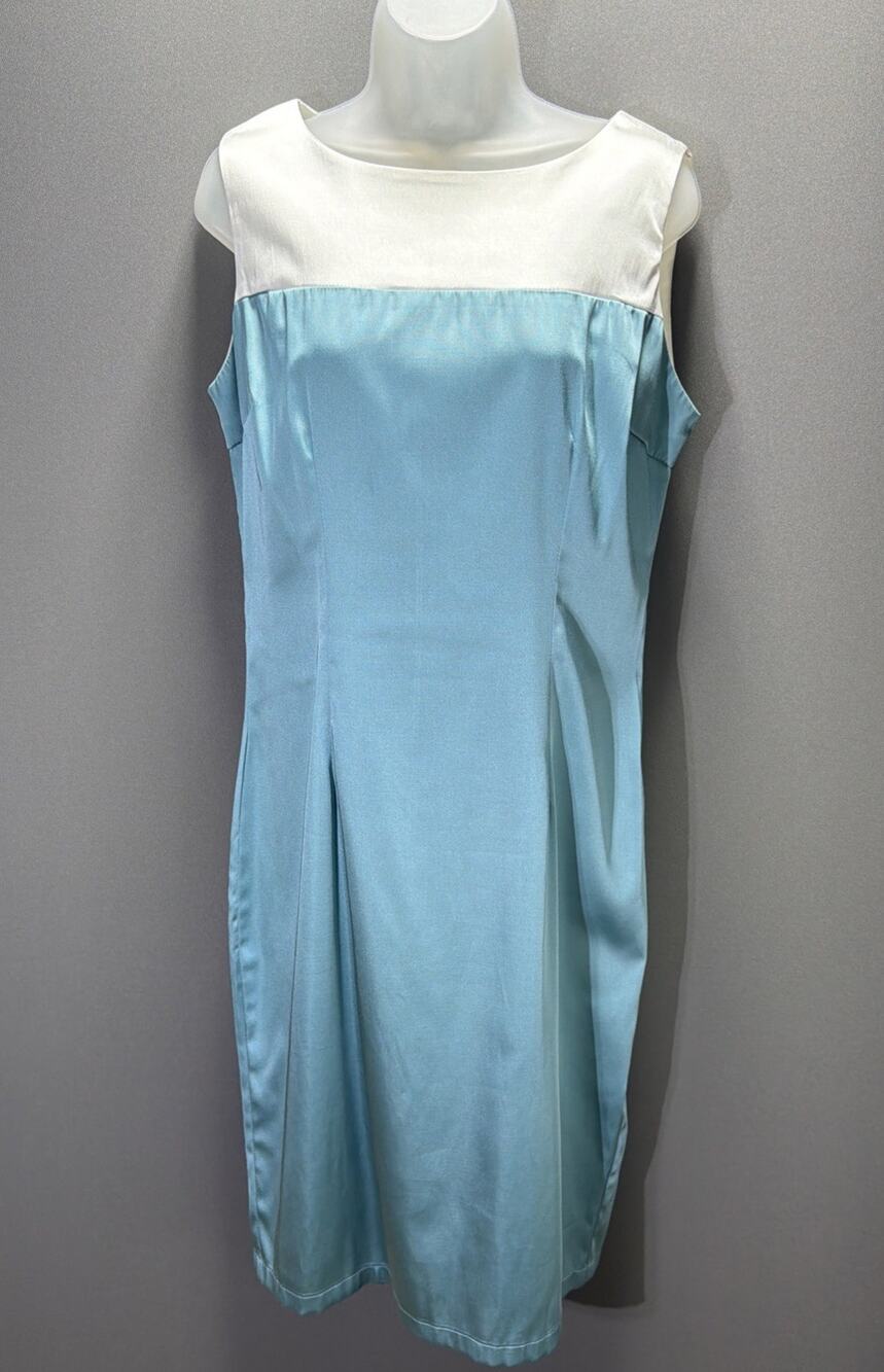 Bettie Page Dress Womens X-Large Blue White Pencil Wiggle Sheath Lady Luck Noir